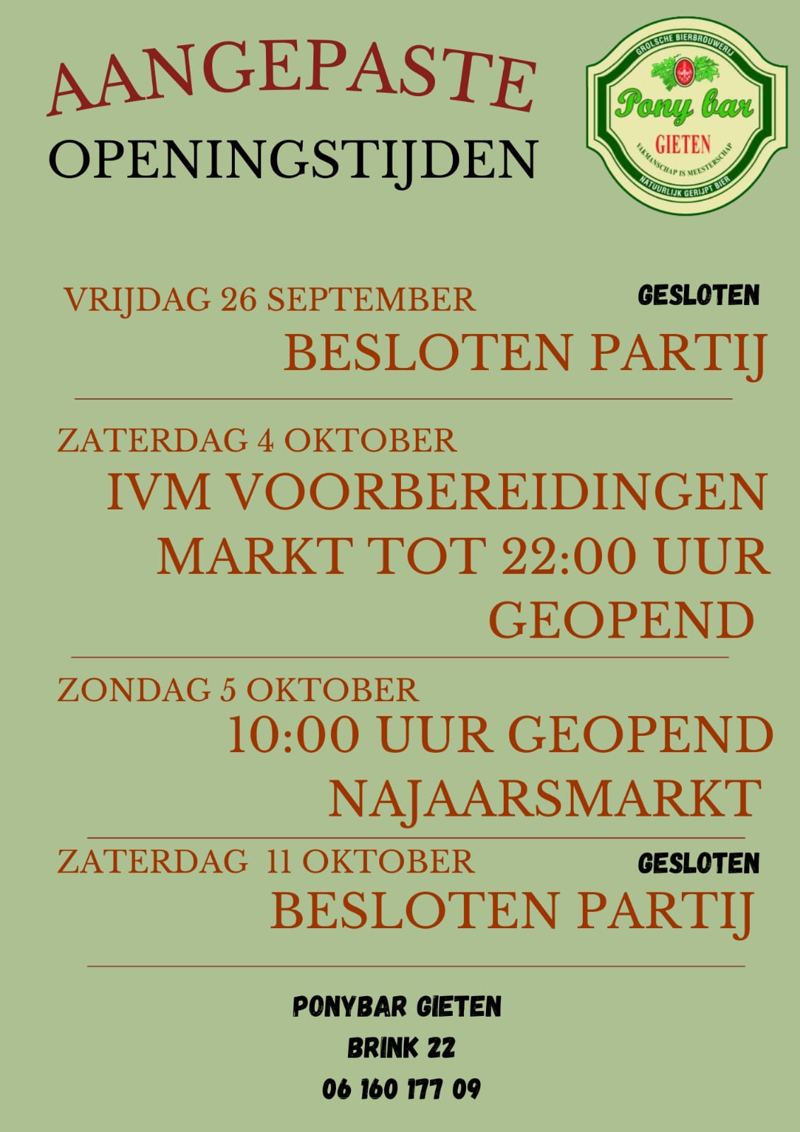 Najaarsmarkt voor de deur van Ponybar