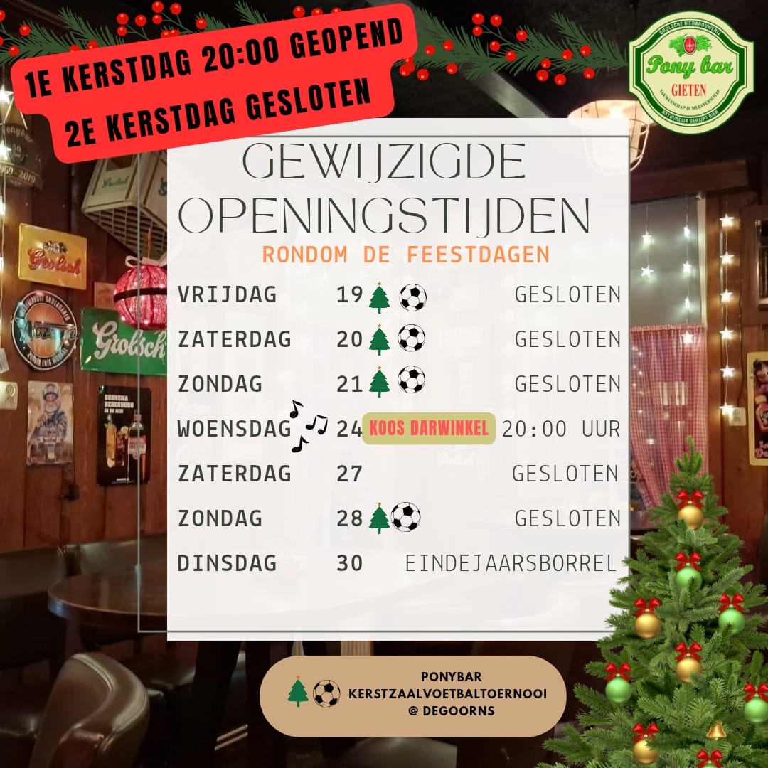 Gesloten ivm Kerstzaaltoernooi @ Sportcafé de Goorns